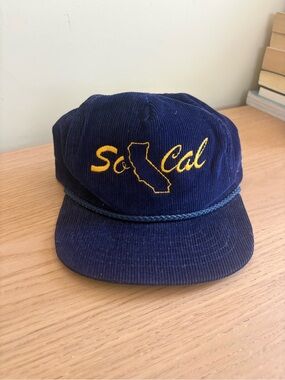 So Cal Navy Corduroy Hat with Yellow Embroidery